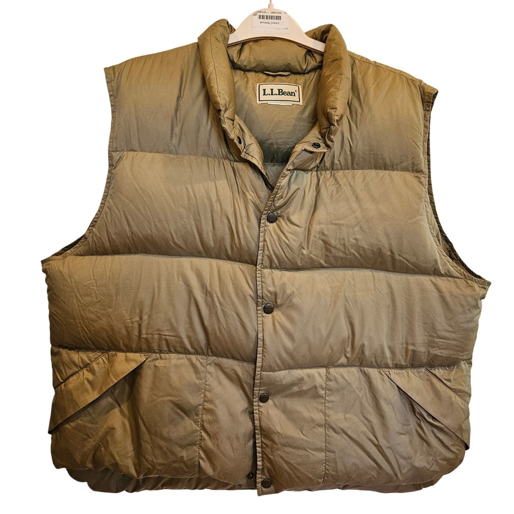 LL Bean XL Vest Mens Large Tan Goose Down Puffer 90s Retro Y2K 2000